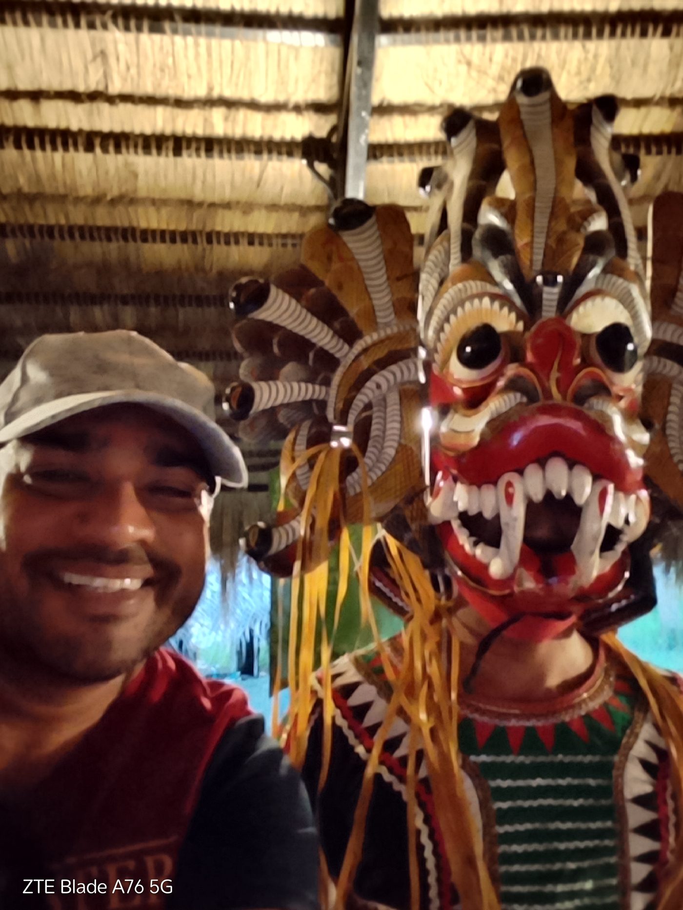 Traditional Sri Lankan masks at a heritage site